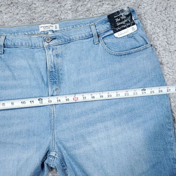 Abercrombie 22 Short 90s Straight Ultra High Rise Curve Love Jeans Blue Size 36 - Picture 10 of 11
